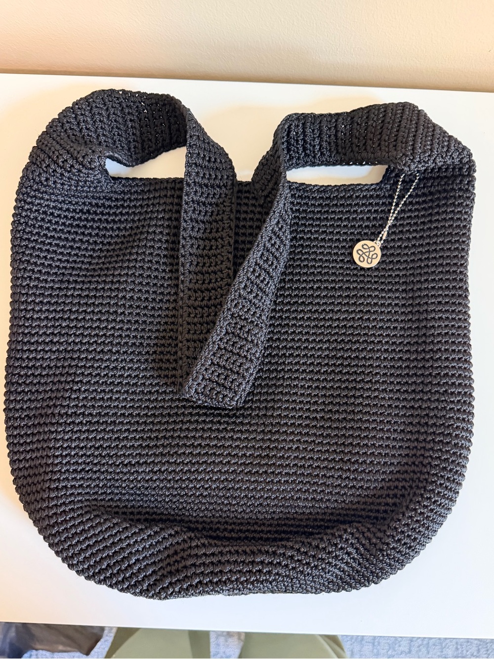 The Sak Black Crochet Bucket bag